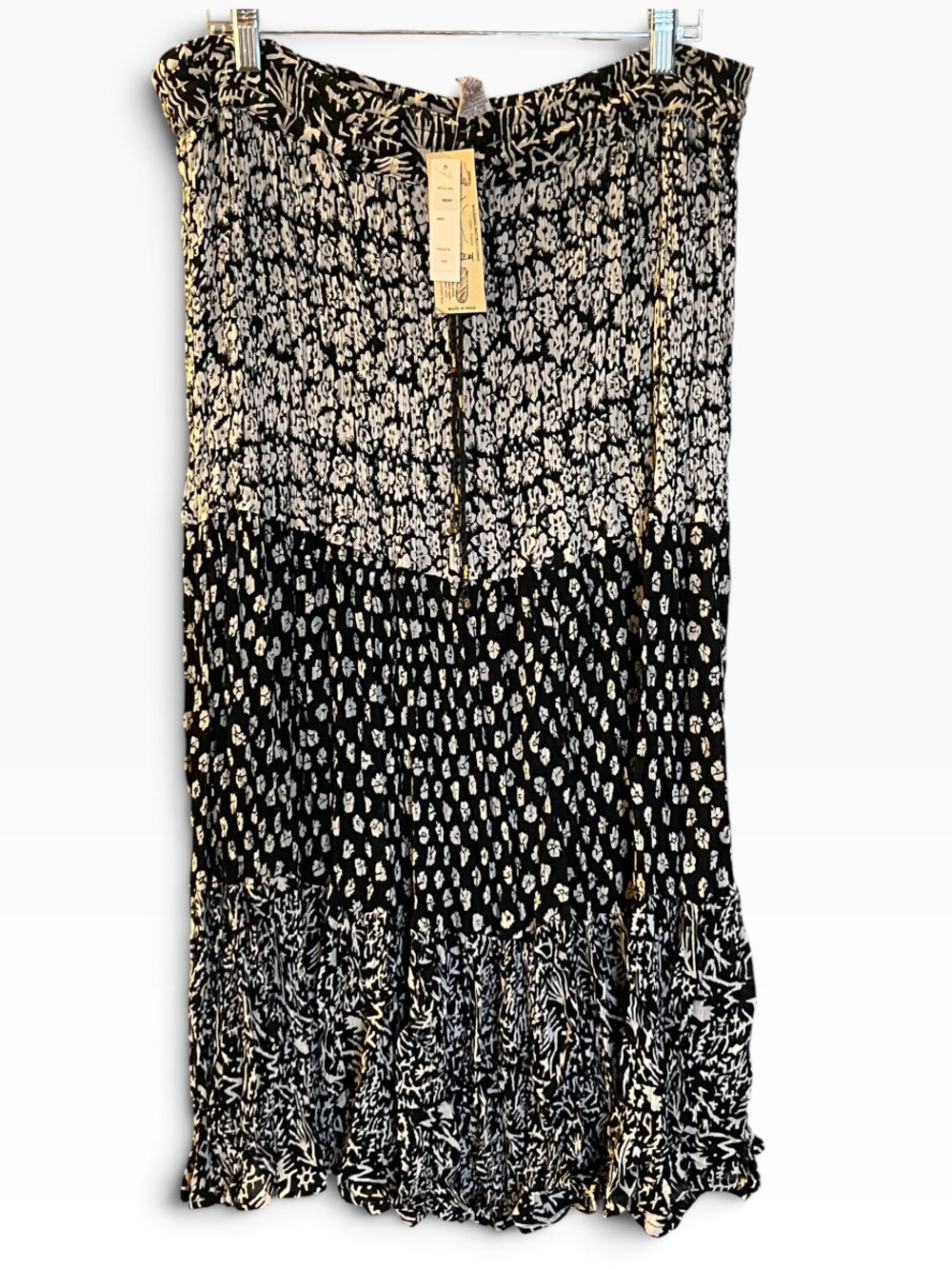 Chaudry‎ KC Bohemian Maxi Skirt with Black & Cream 3X NWT *flaws noted*